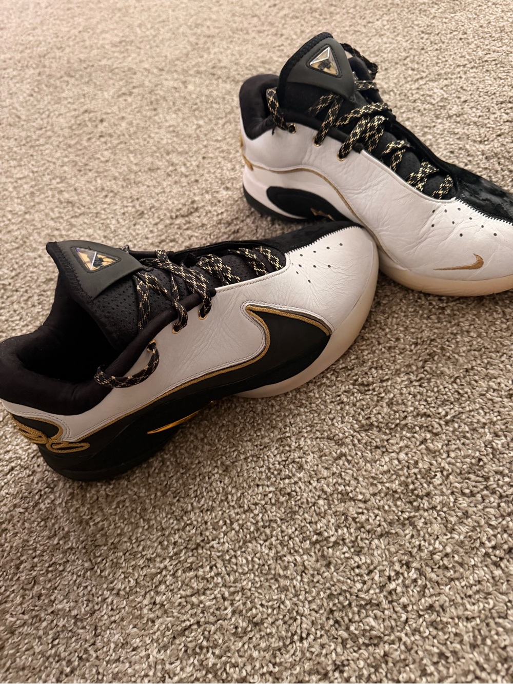 Nike White, Black & Gold Low-Top Athletic Sneakers